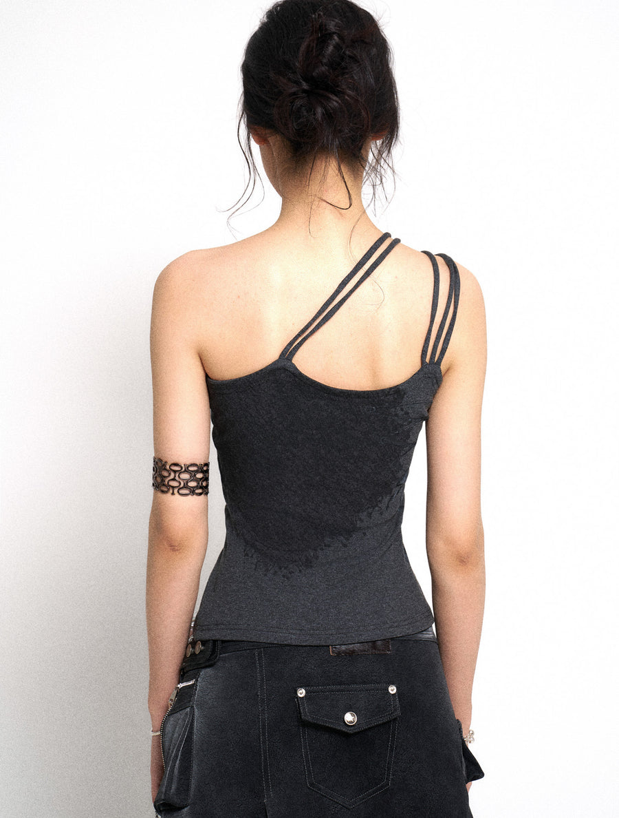 Dark Gray Printed Knit Top