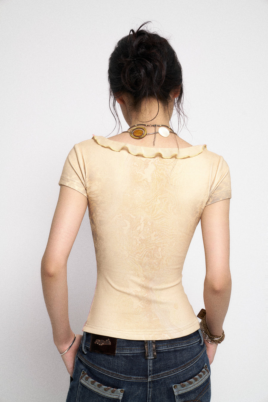 Yellow Leopard Print Knit Top