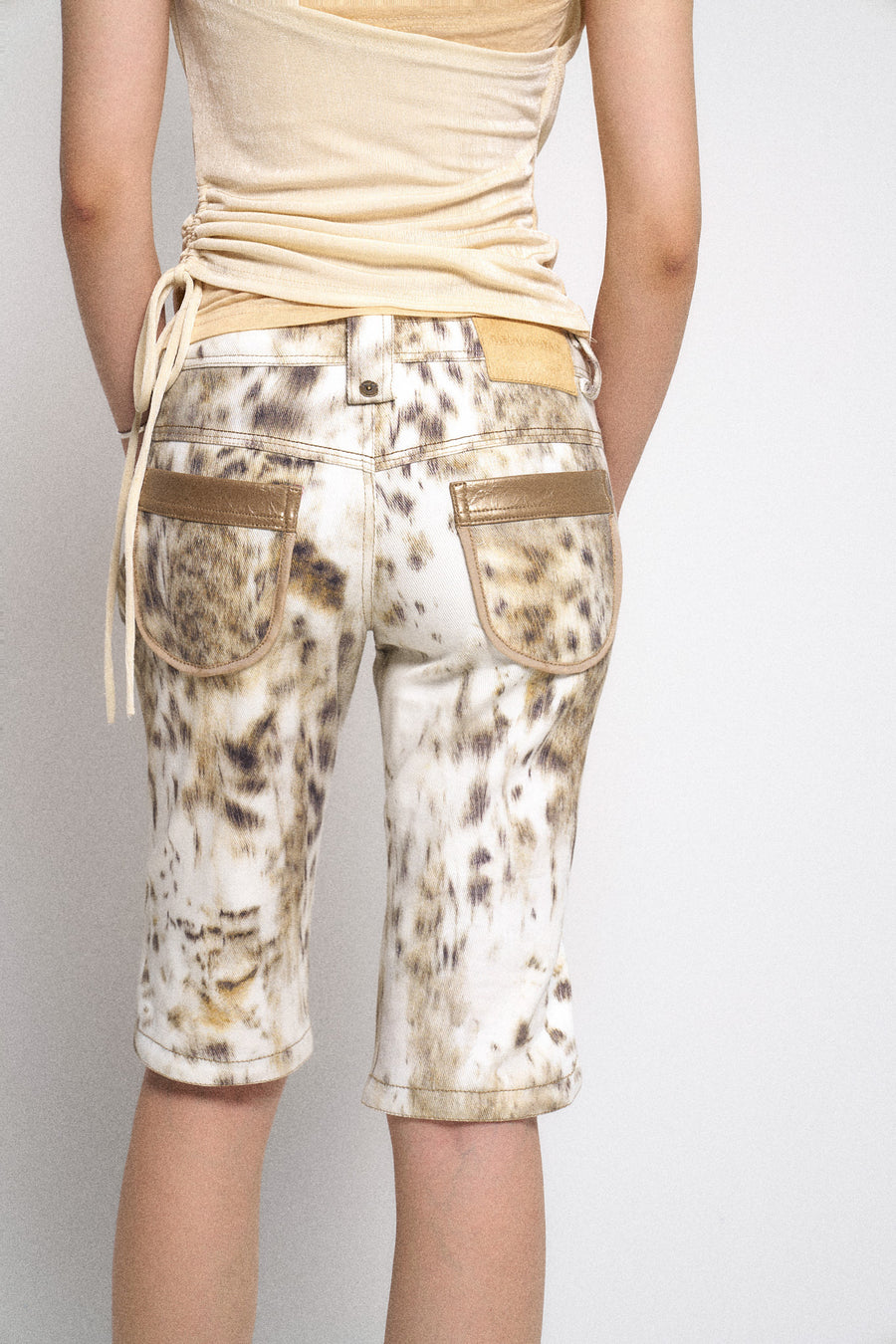 Leopard Print Denim Midi Pants