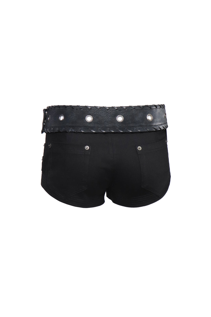 Black Detachable Tulle Mid-length Skirt and Shorts with PU Leather