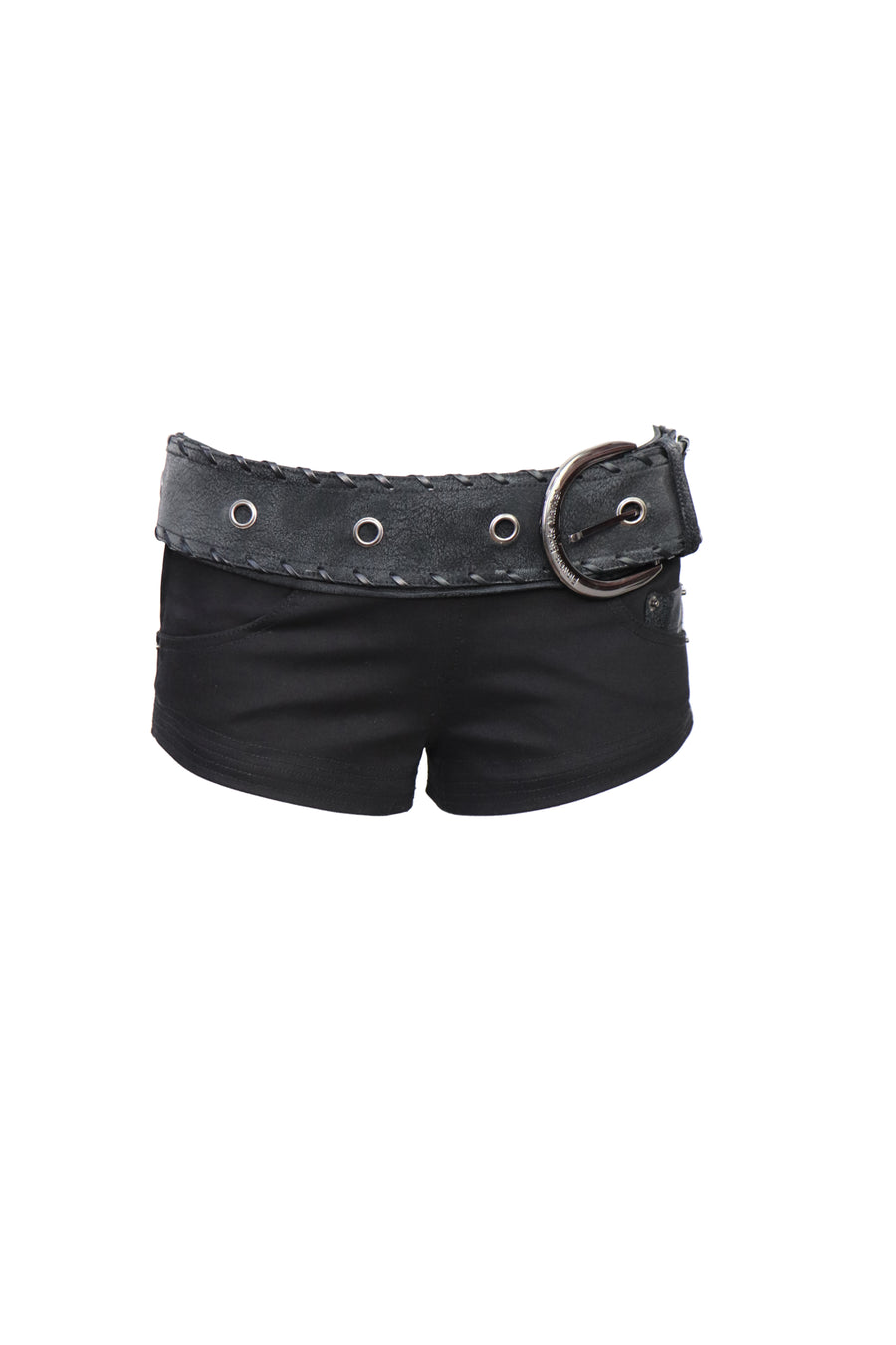 Black Detachable Tulle Mid-length Skirt and Shorts with PU Leather