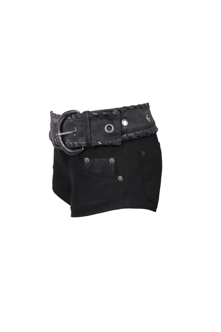 Black Detachable Tulle Mid-length Skirt and Shorts with PU Leather