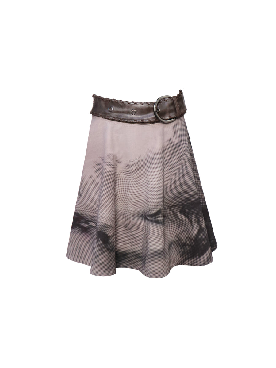 Detachable Denim Printed Mid-length Skirt and Shorts