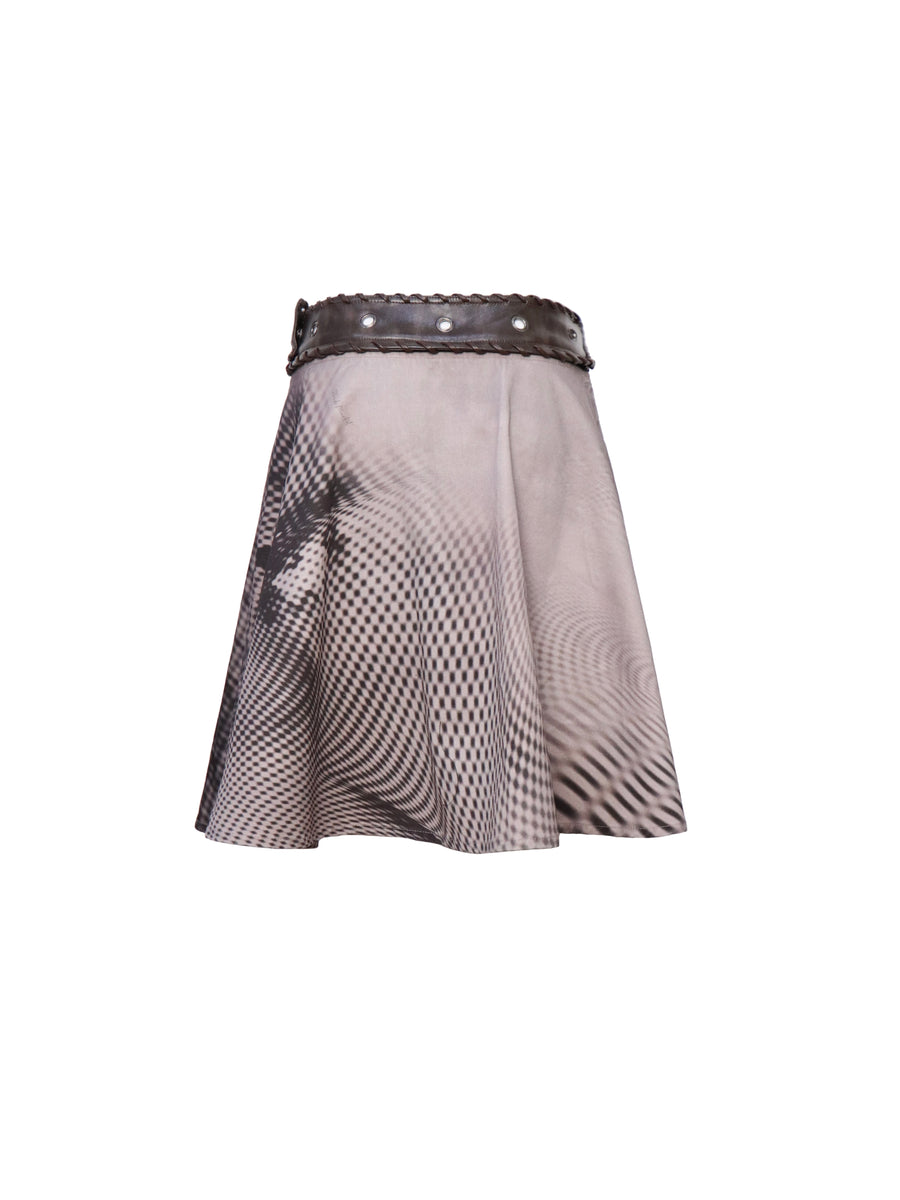 Detachable Denim Printed Mid-length Skirt and Shorts