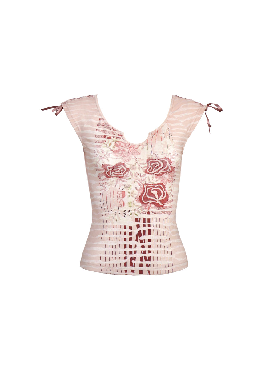 Floral Printed Striped Top