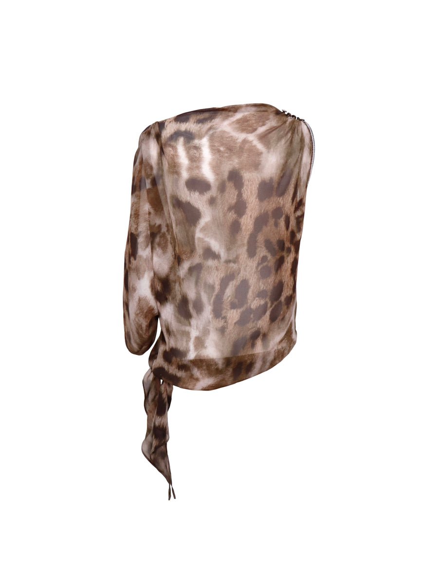 Leopard Irregular Off-Shoulder Top