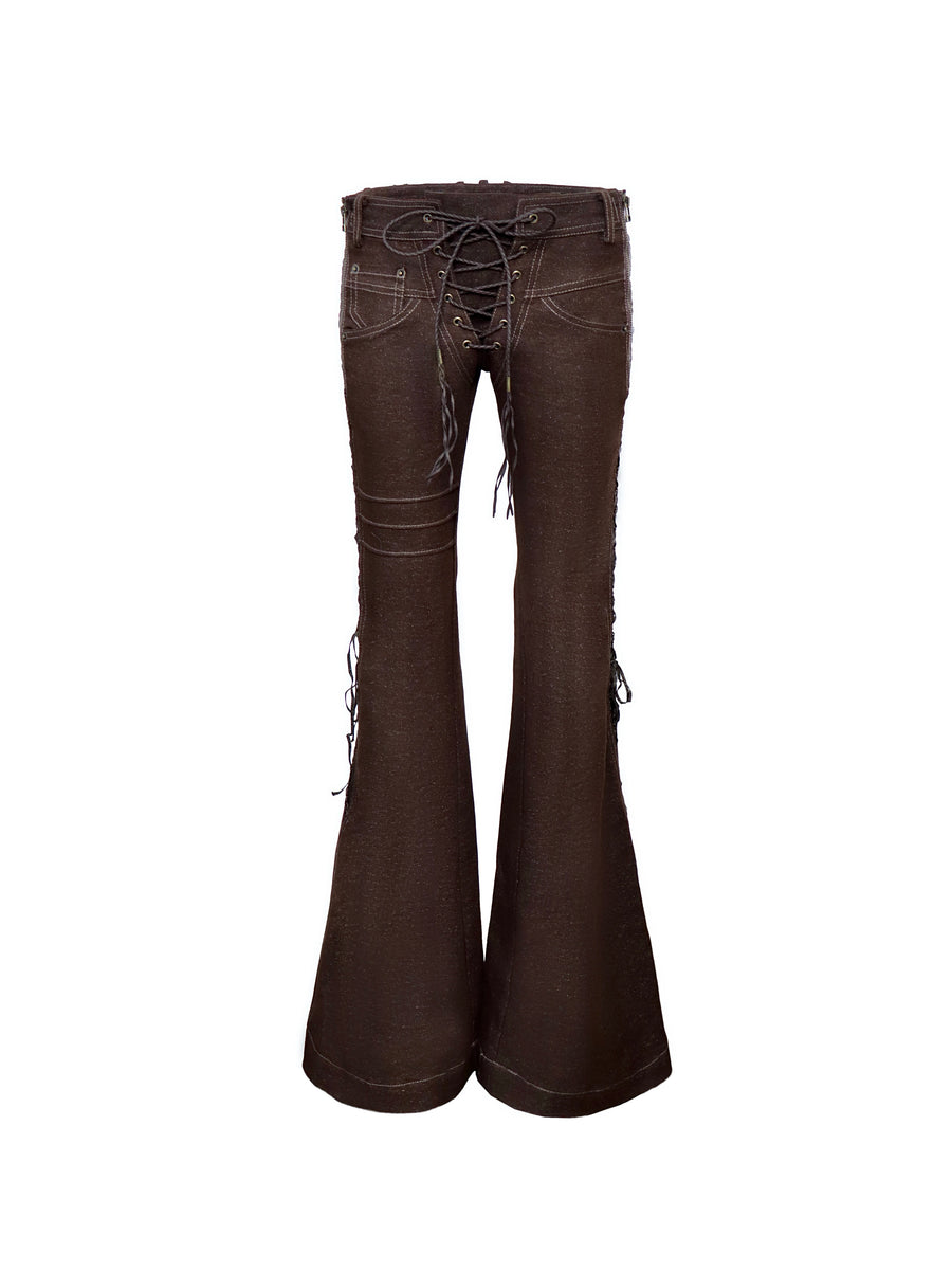 DarkBrown Strap Slim Jeans