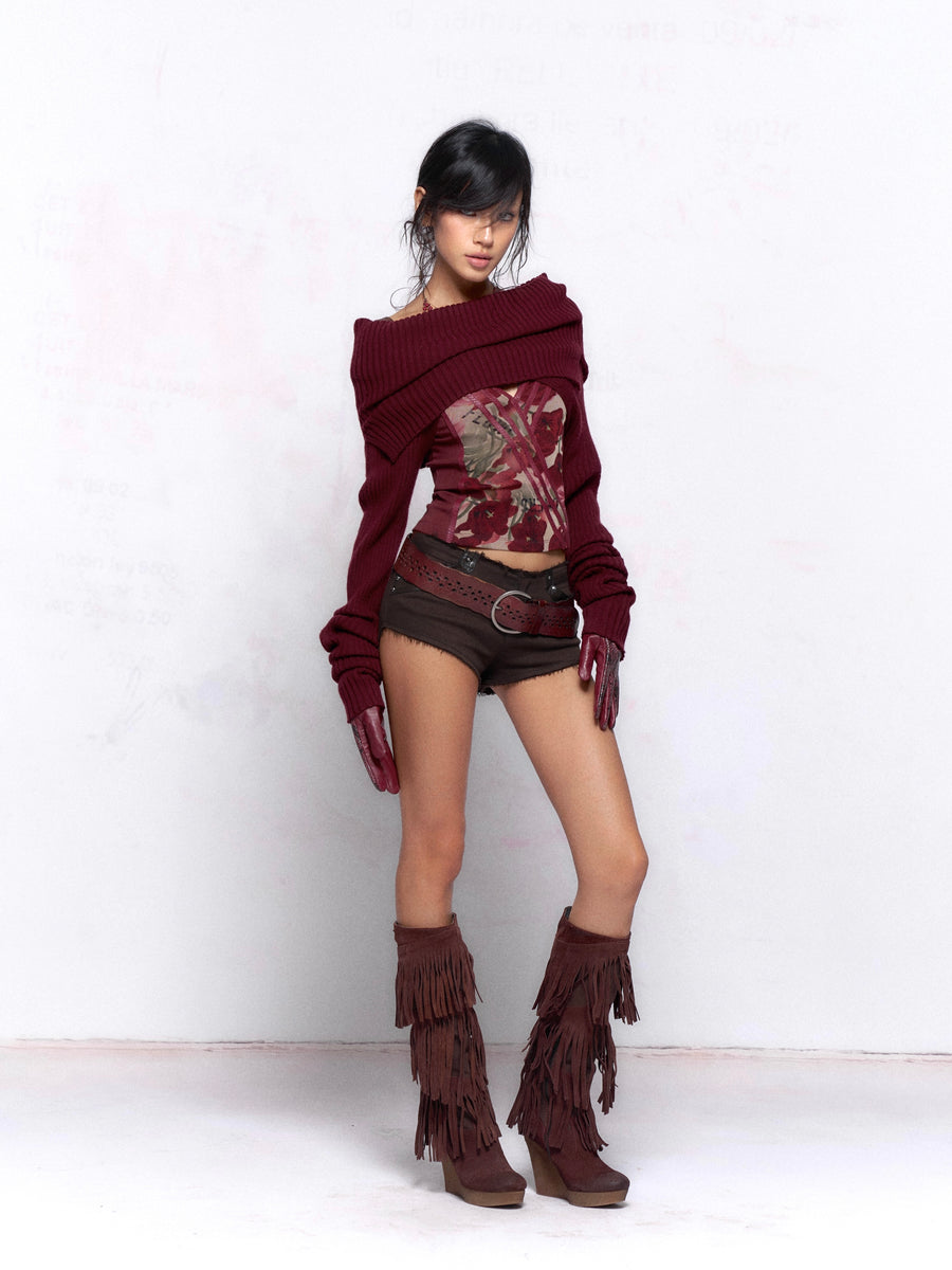 Burgundy Patchwork Floral Vest