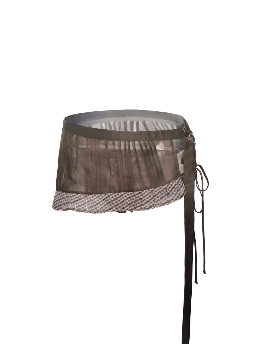 Brown One-Piece Pleated Tulle Skirt
