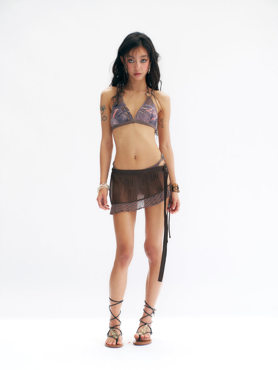 Print Bikini Set with Tropical Graffiti Natural