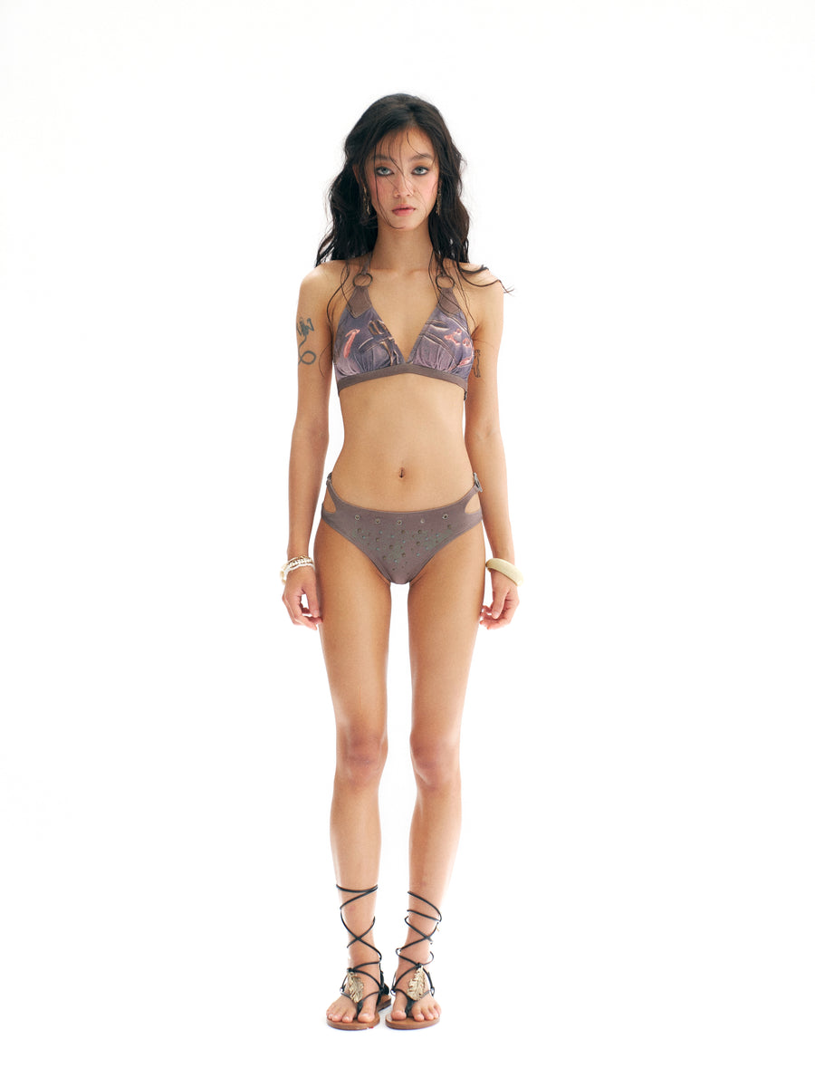 Print Bikini Set with Tropical Graffiti Natural