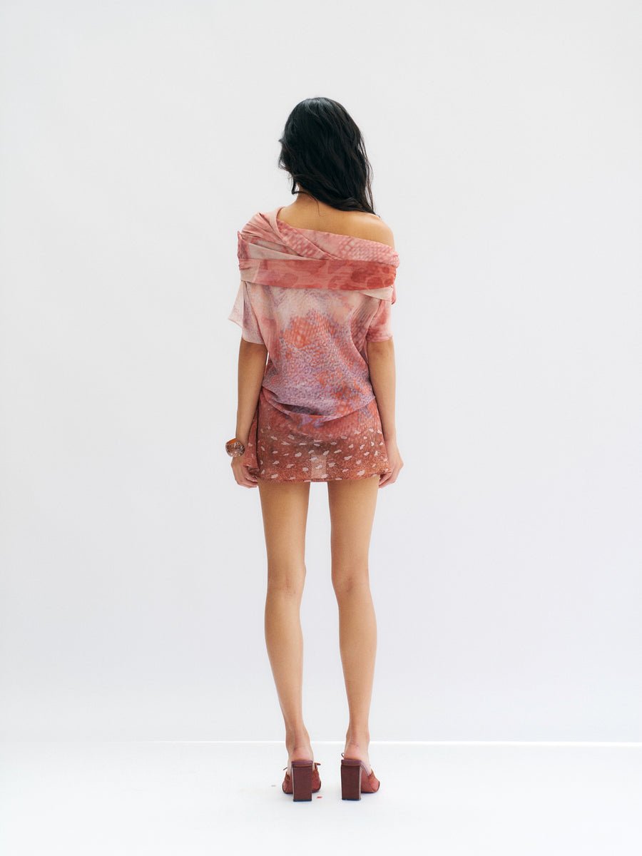 Tropical Flowers Printed Chiffon Dress