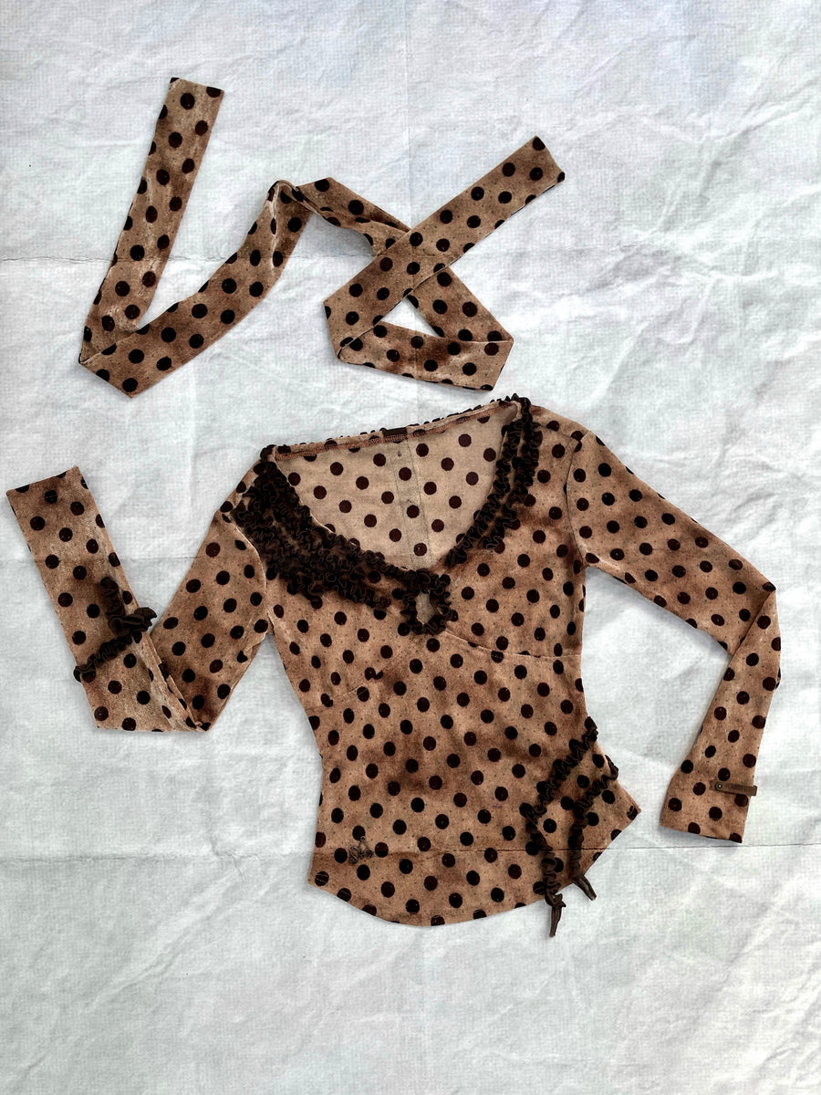 Polka Dot Velvet Stretch Top