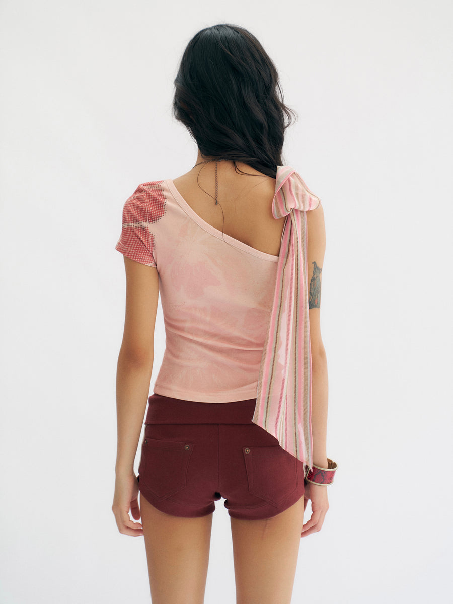 Dark Ded Knitted Elastic Casual Shorts