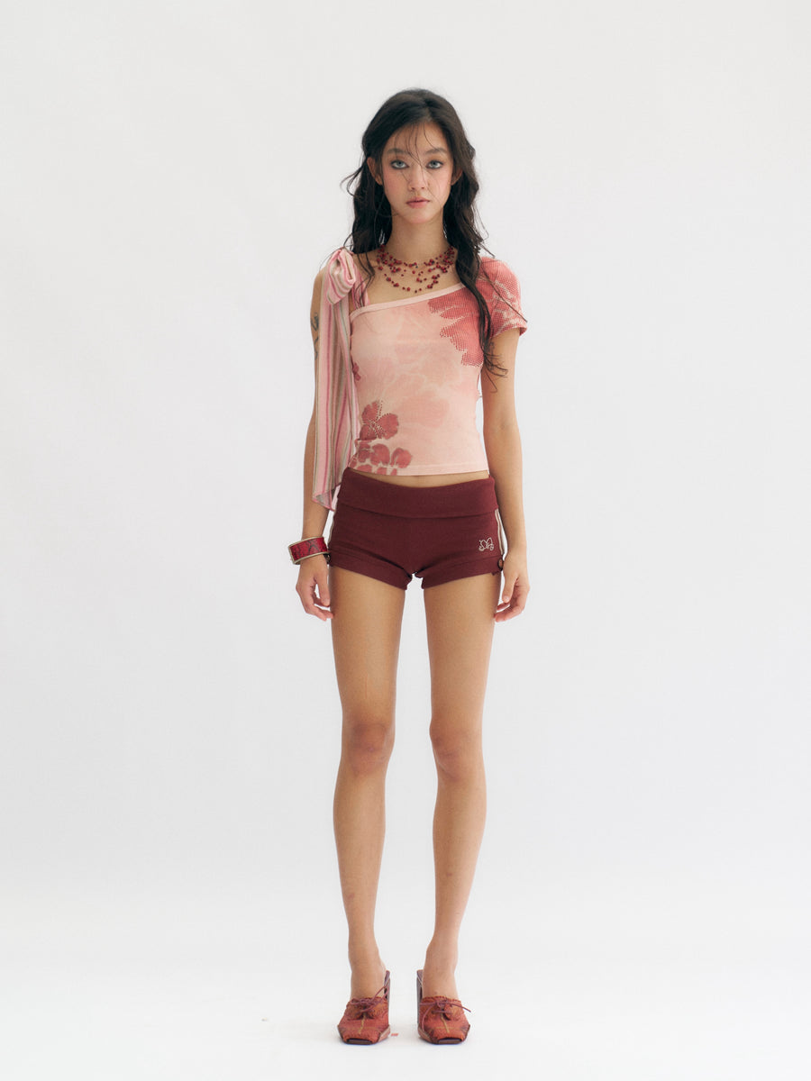 Dark Ded Knitted Elastic Casual Shorts