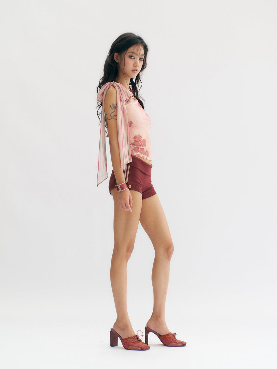 Dark Ded Knitted Elastic Casual Shorts