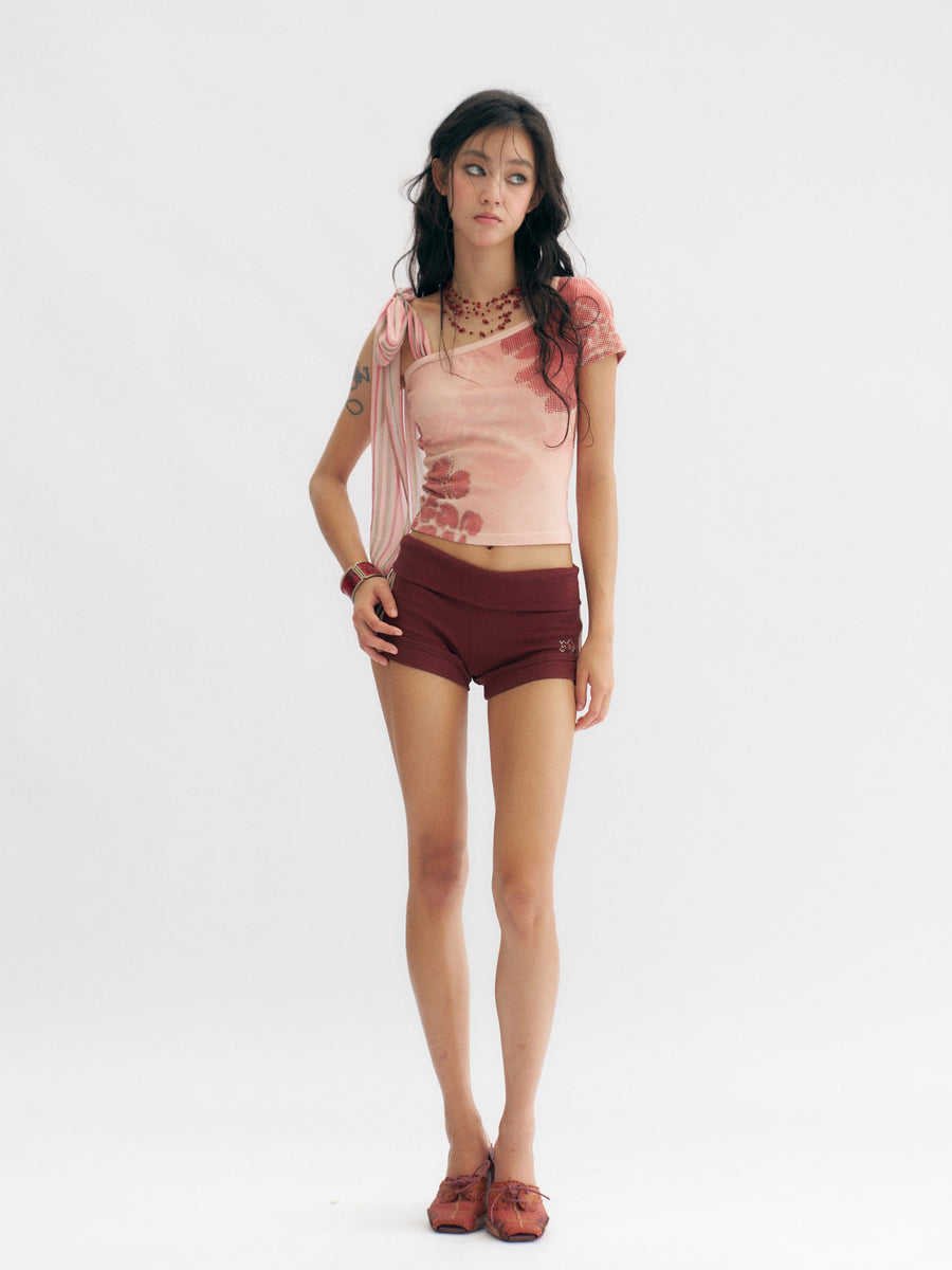 Dark Ded Knitted Elastic Casual Shorts