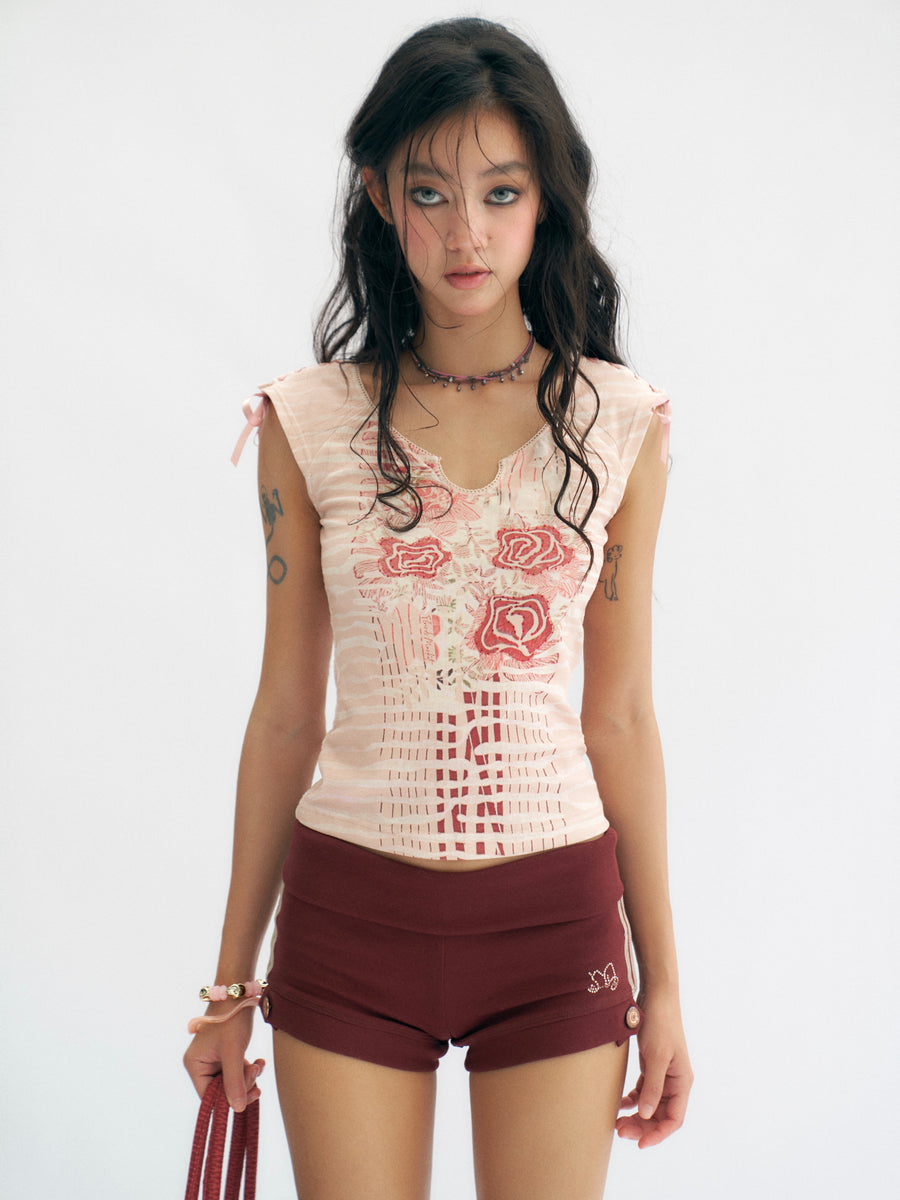 Floral Printed Striped Top