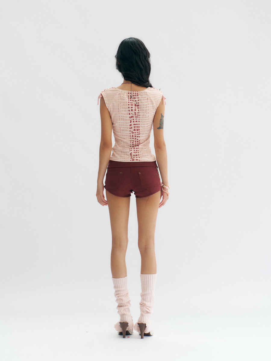 Dark Ded Knitted Elastic Casual Shorts