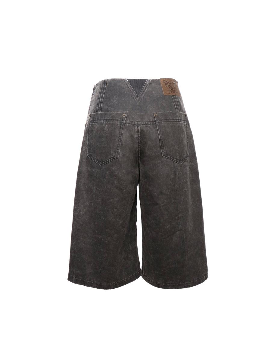 Gray Loose Fit Wide Leg Midi Pants