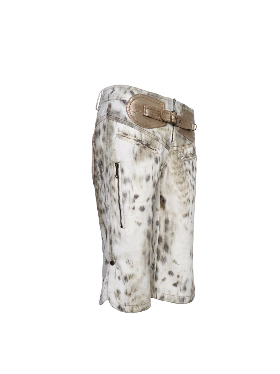 Leopard Print Denim Midi Pants