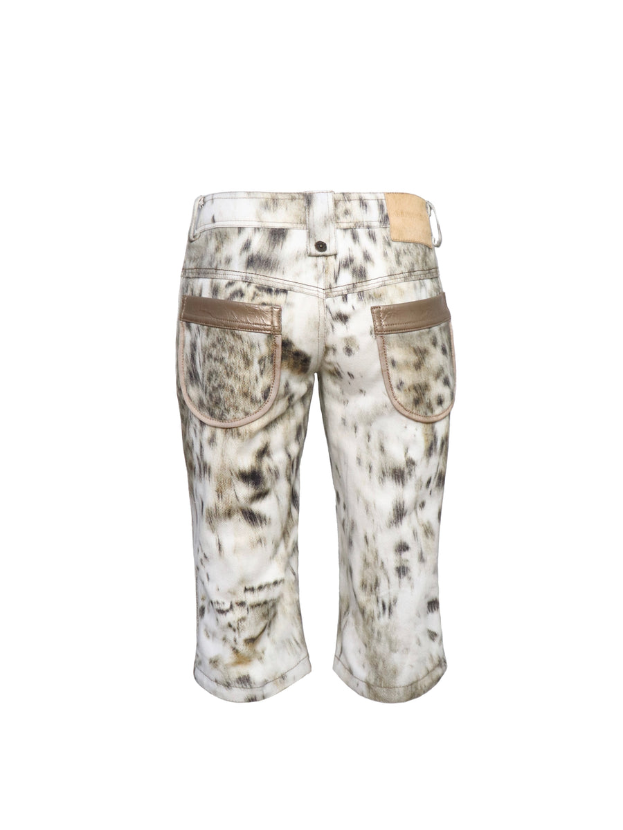 Leopard Print Denim Midi Pants