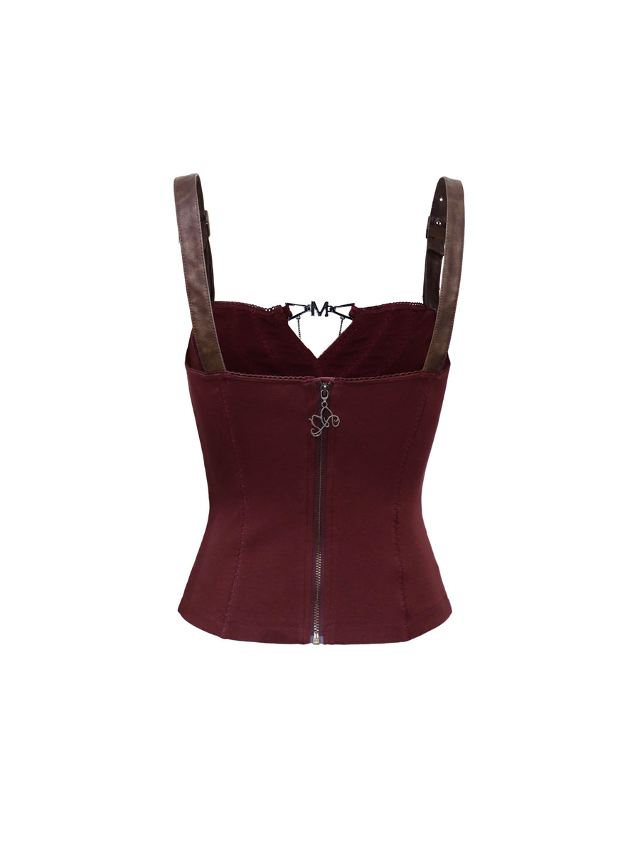 Burgundy Patchwork Floral Vest