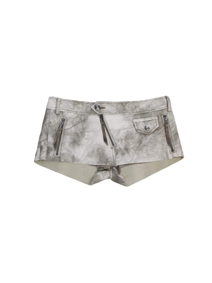 Marble Gray Leather Skirt Pants