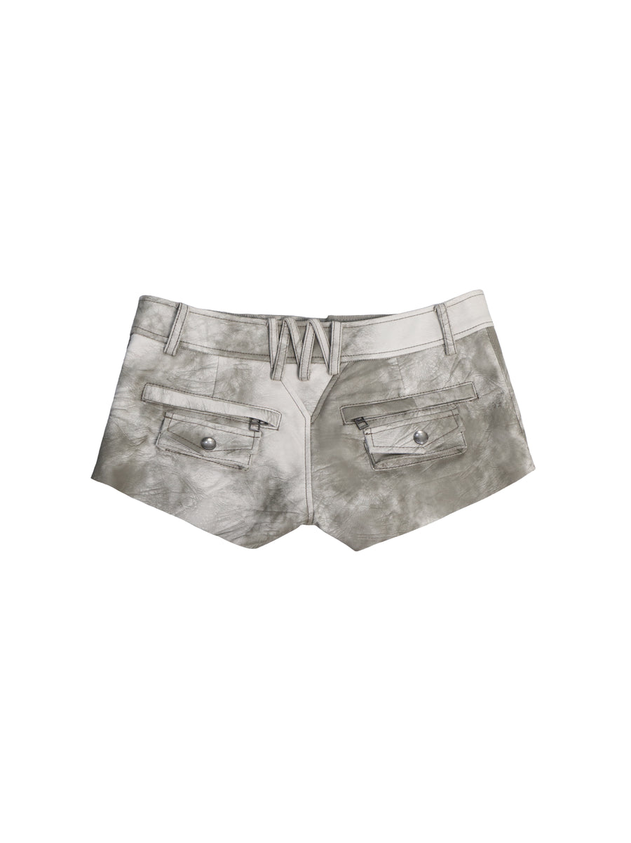 Marble Gray Leather Skirt Pants