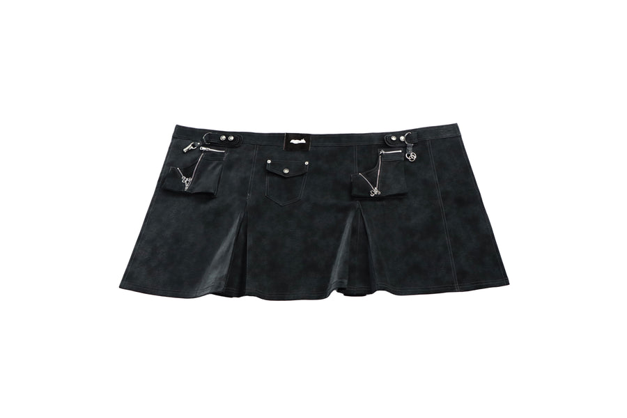 Black One Piece Pu Leather Skirt