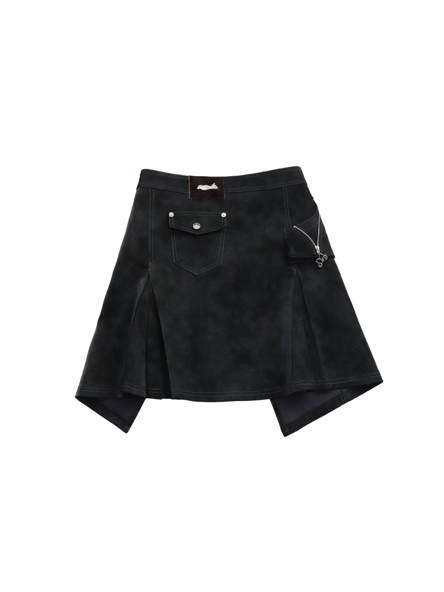 Black One Piece Pu Leather Skirt