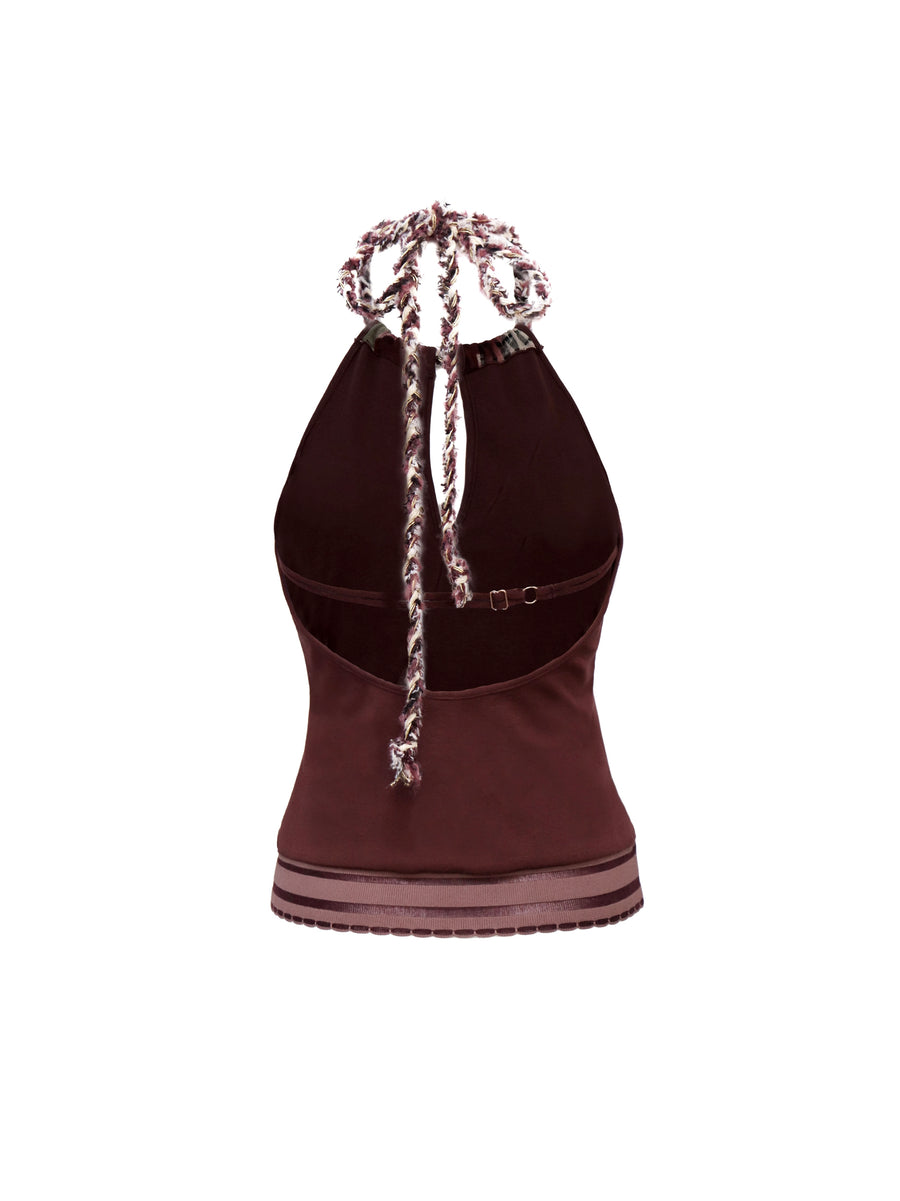 Burgundy Patchwork Floral Suspenders