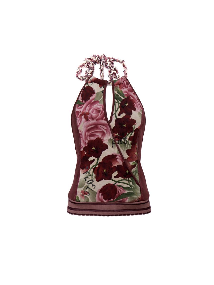 Burgundy Patchwork Floral Suspenders