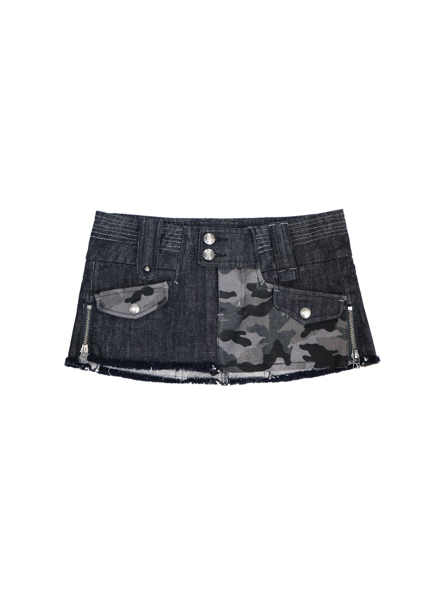 Camouflage Denim Skirt