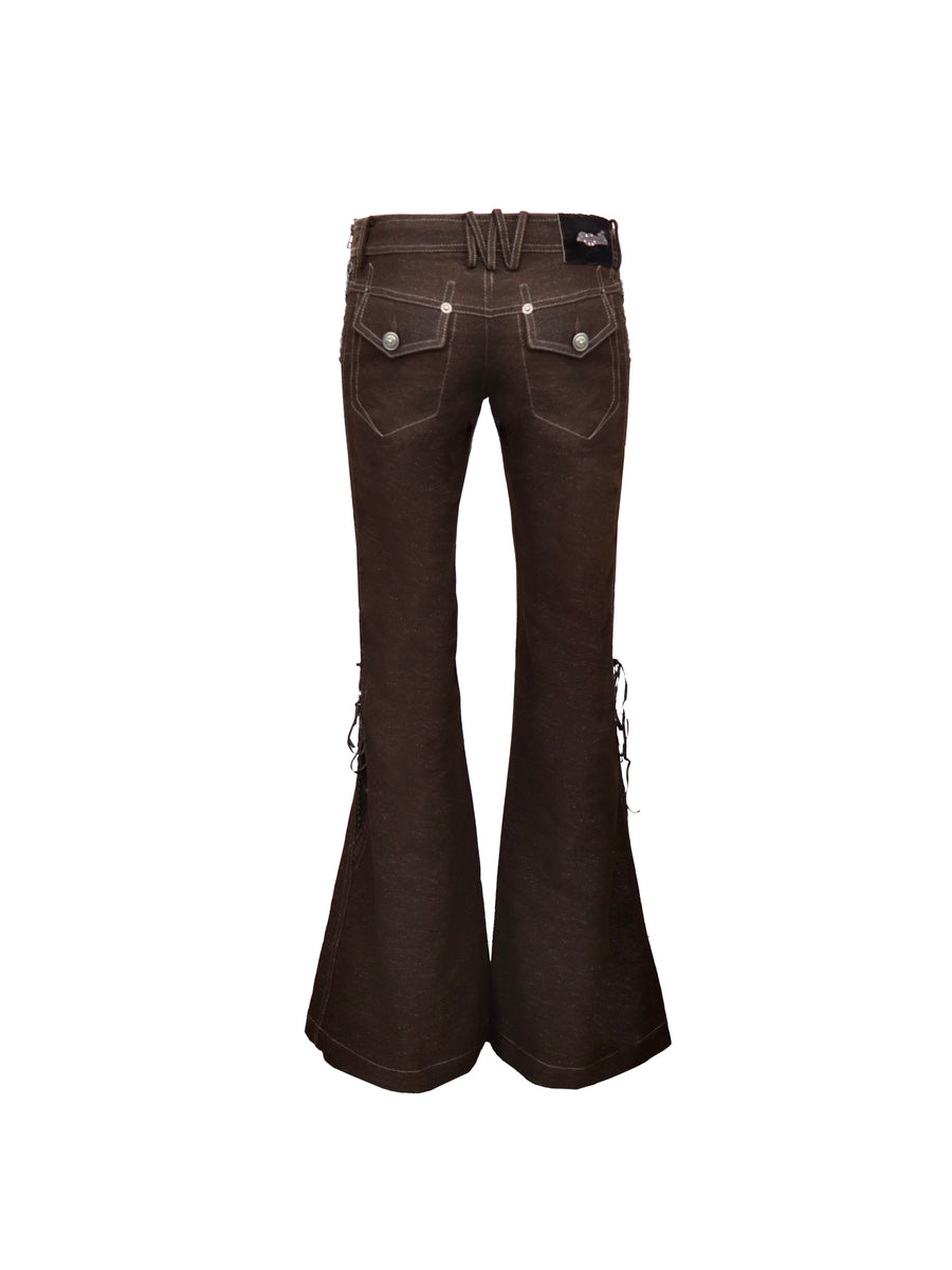 DarkBrown Strap Slim Jeans
