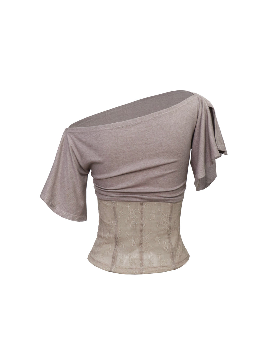 Two-ColorLace Sequin Off-Shoulder Top
