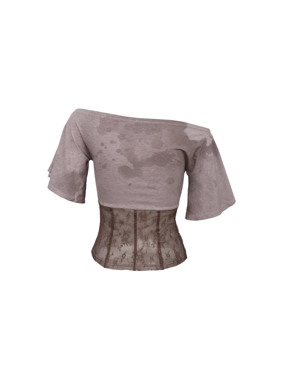 Two-ColorLace Sequin Off-Shoulder Top