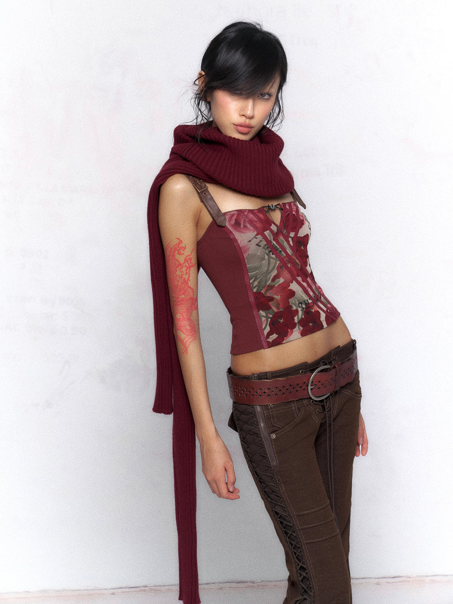 Burgundy Wool Sweater Knitted Top