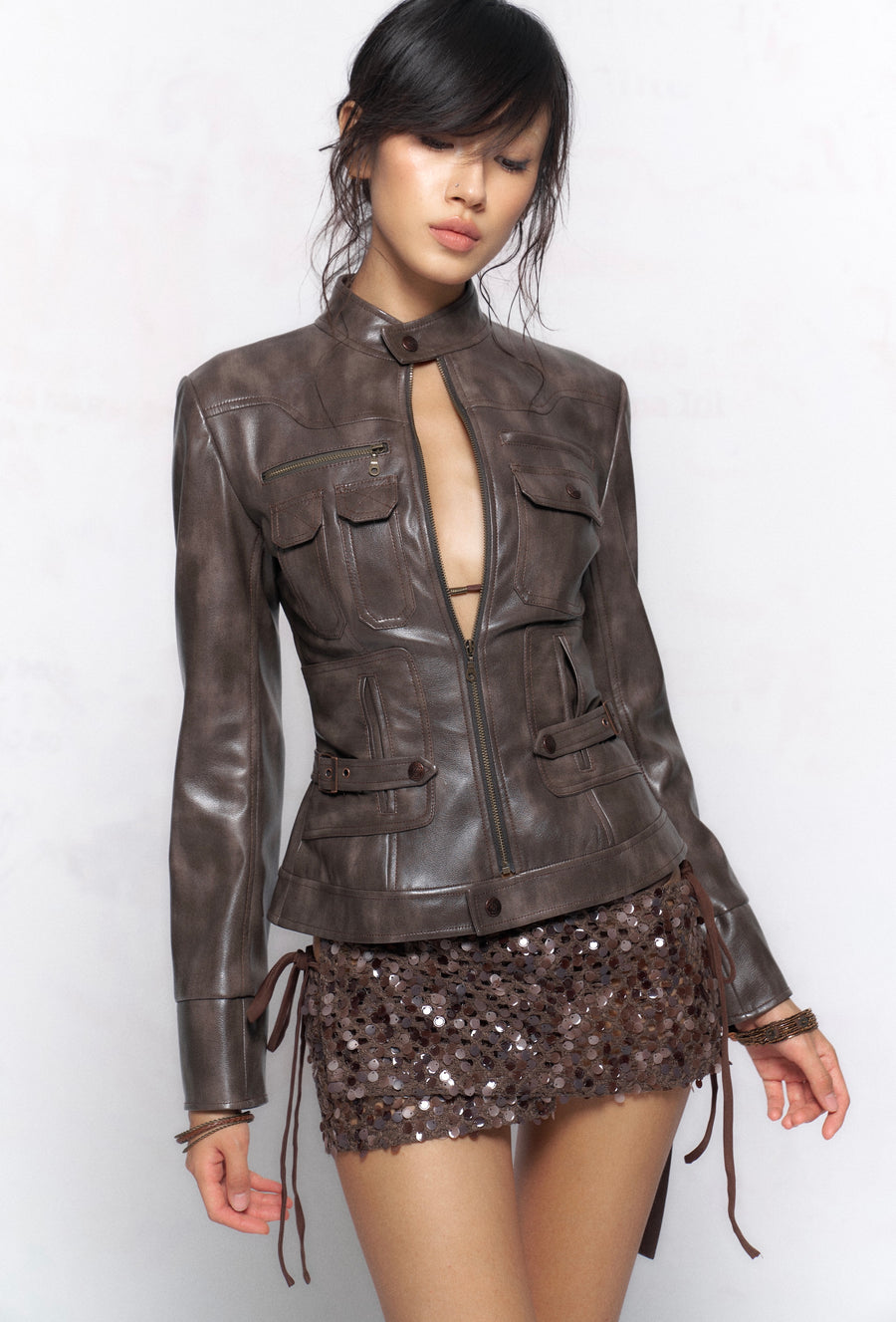 One-Piece Sequined Skirt And Jeans