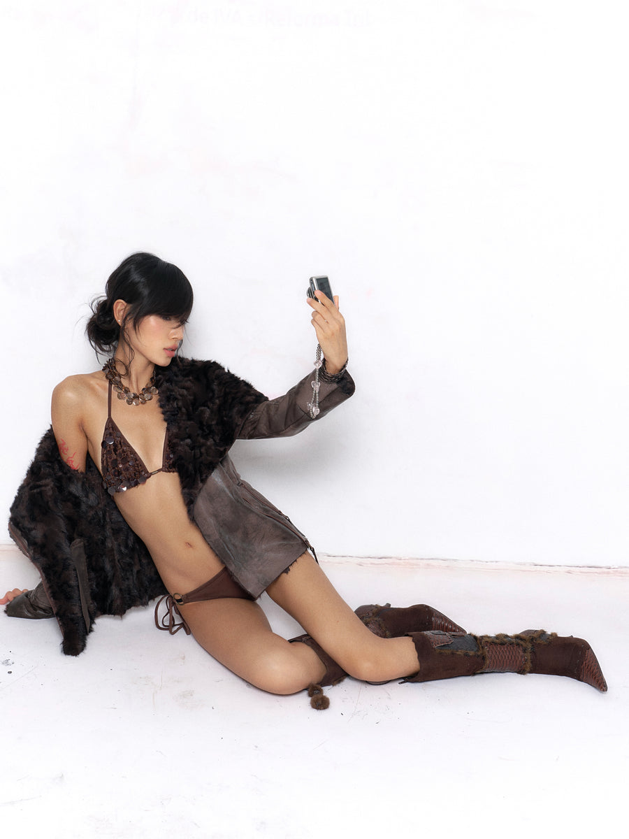 Lapel Lamb Fur Coat
