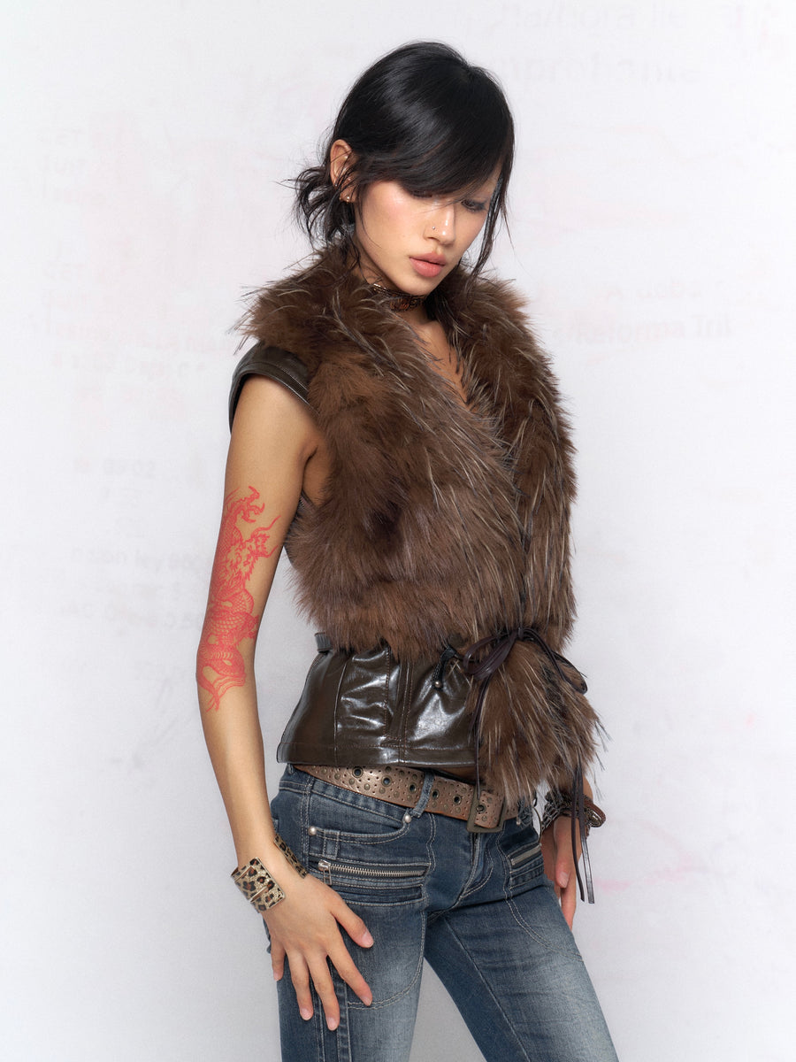 Detachable Fur Collar Leather Jacket