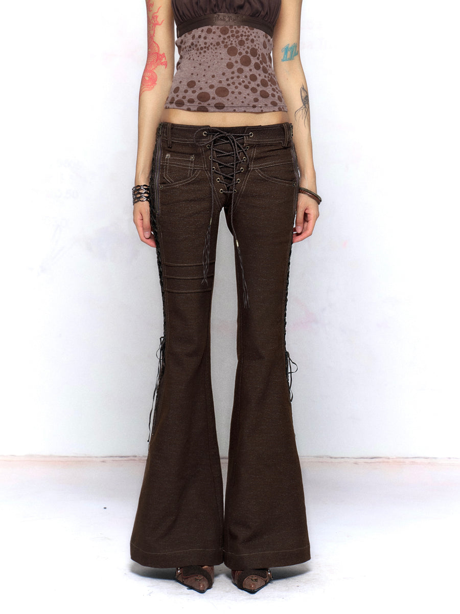 DarkBrown Strap Slim Jeans