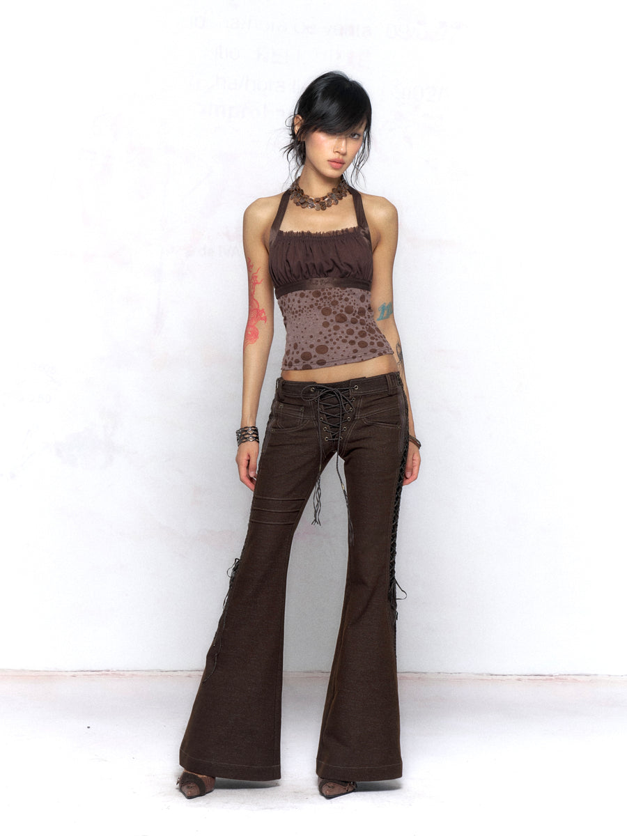 DarkBrown Strap Slim Jeans