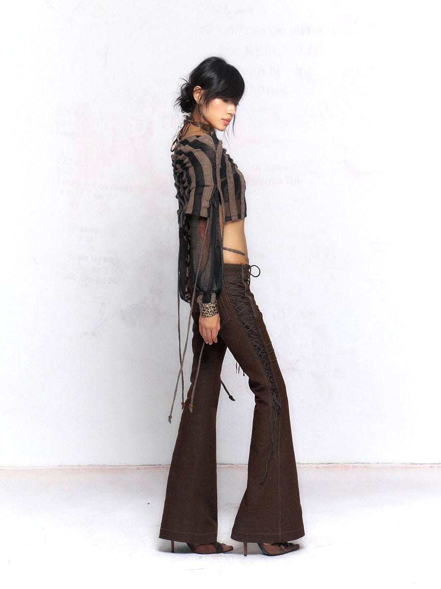 DarkBrown Strap Slim Jeans