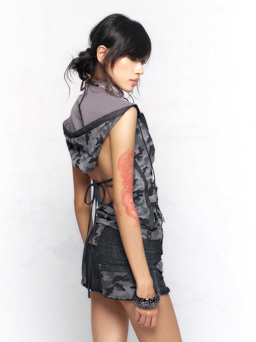 Camouflage Denim Skirt