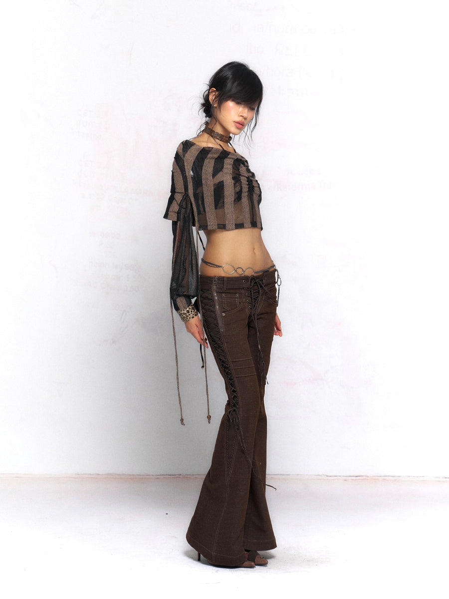 DarkBrown Strap Slim Jeans