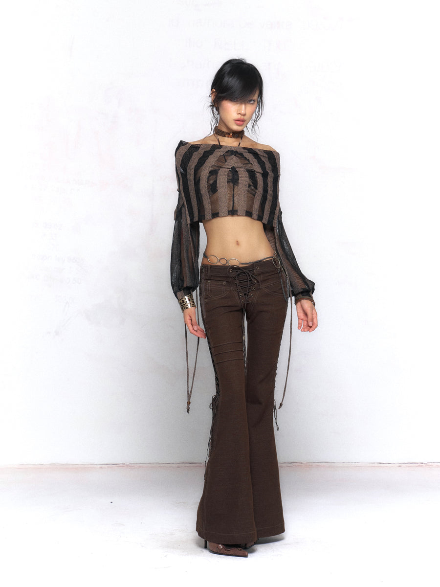 DarkBrown Strap Slim Jeans