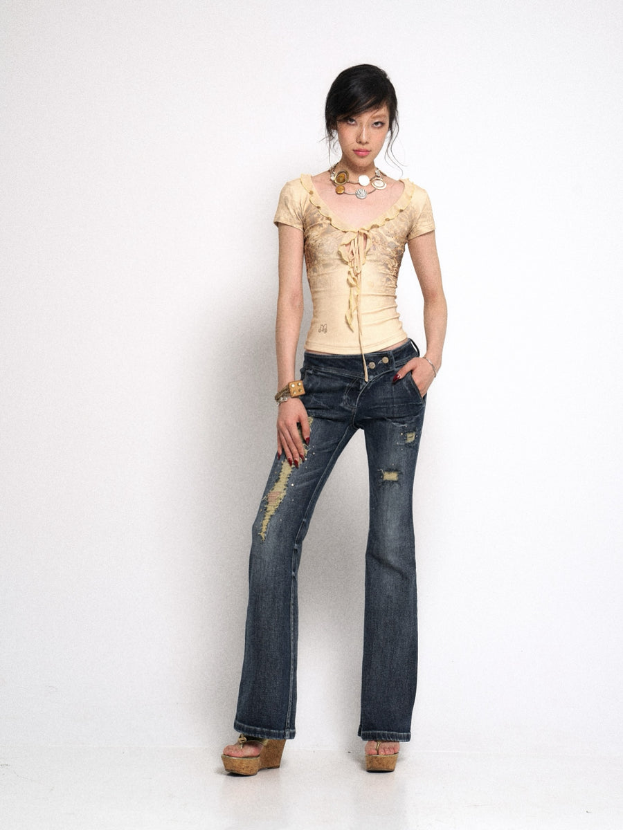 Yellow Leopard Print Knit Top