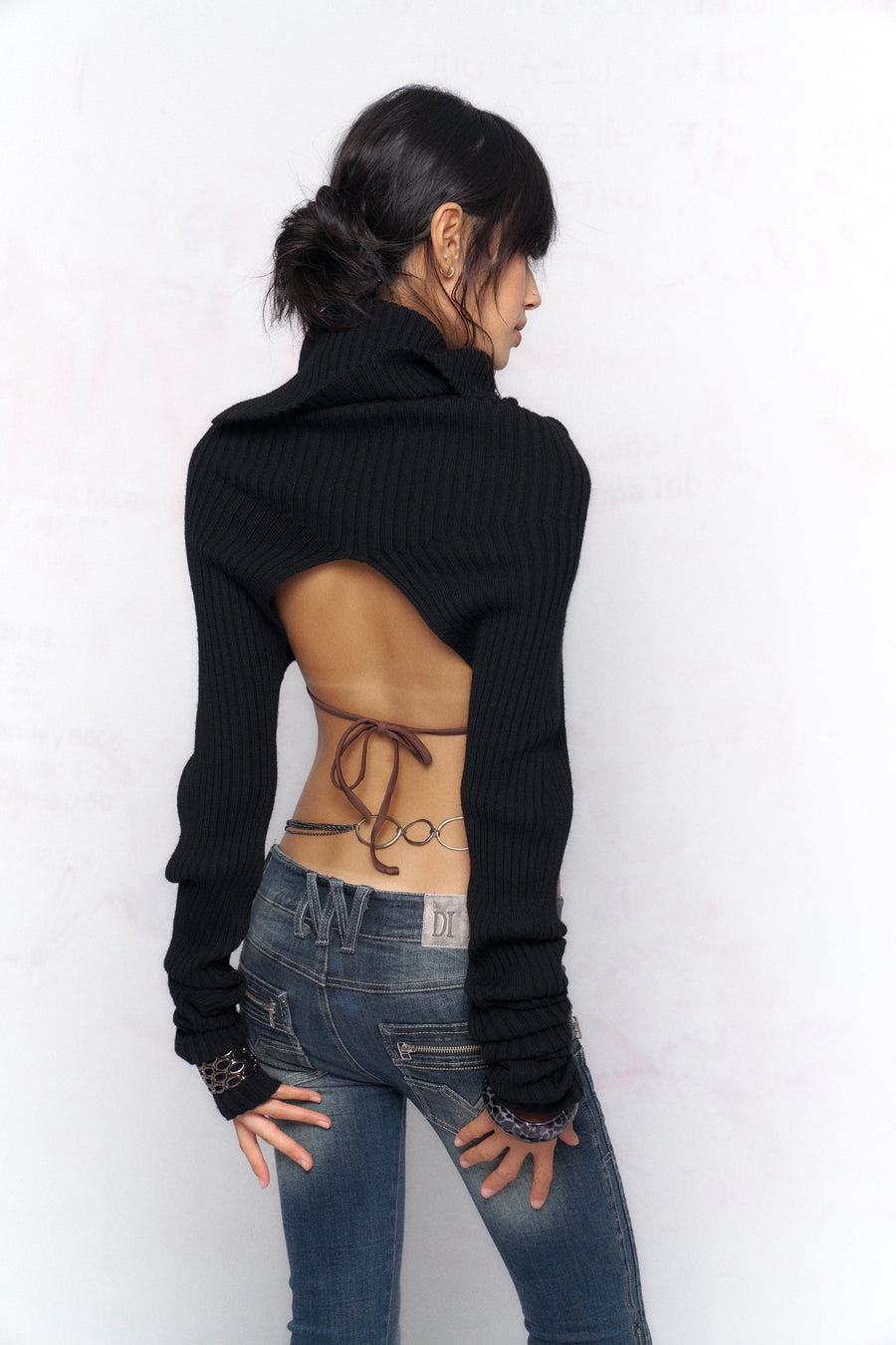 Black Wool Sweater Knitted Top