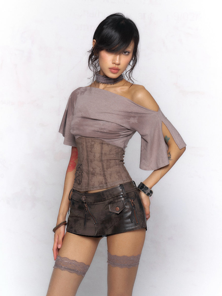 Two-ColorLace Sequin Off-Shoulder Top
